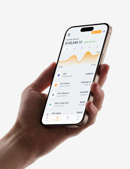 A customer using the bitcoin.com.au Bitcoin & crypto exchange app